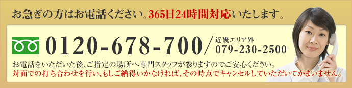 お電話をいただいた後、ご指定の場所へ専門スタッフが参りますのでご安心ください。